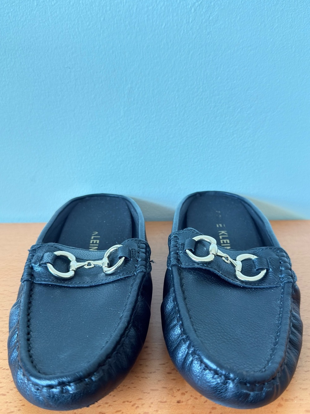 Anne Klein Black Horsebit Mule Loafers Size 7
